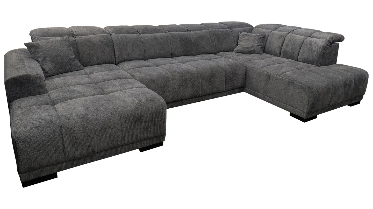 Wohnlandschaft grau elektrisch ausfahrbar 355 cm - TABOS