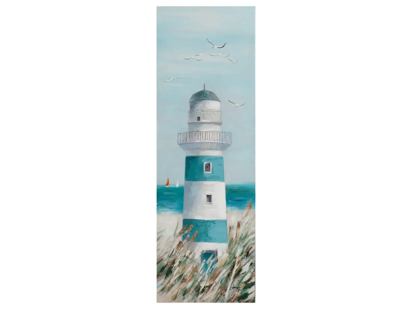 image LAND Bild Blauweisser Leuchtturm Blau | Schubiger Möbel