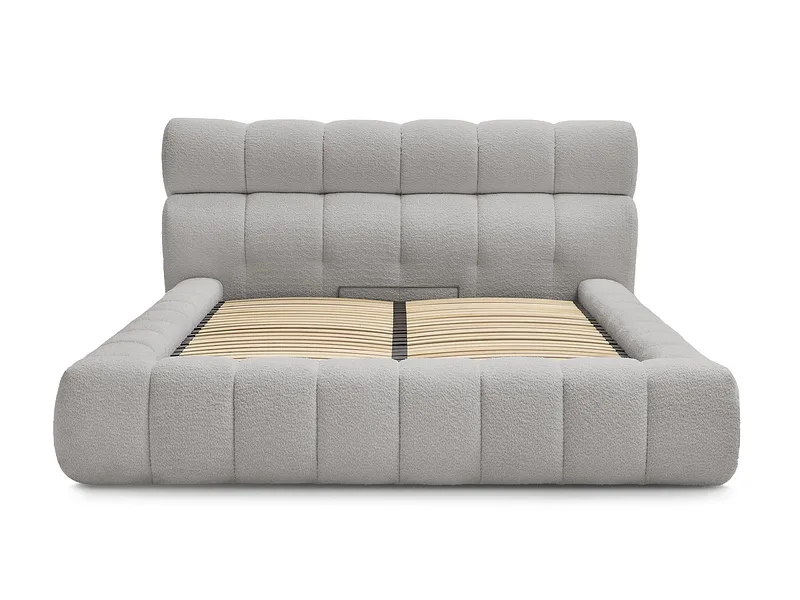Kastenbett BOBOCHIC MONT-BLANC 160x200cm boucle-stoff hellgrau