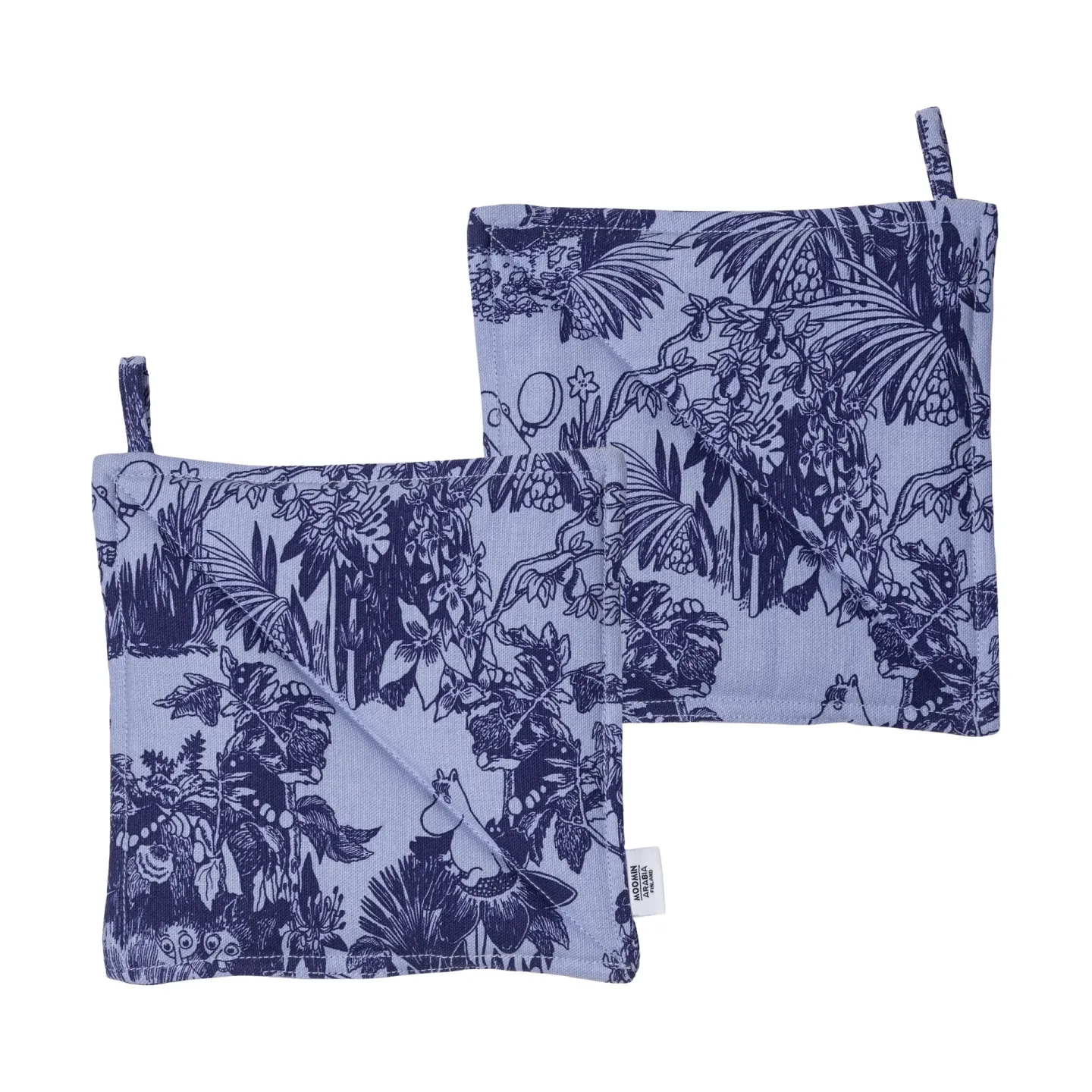 Moomin Arabia Mystikens skog Mumin Topflappen Blau, 22x22 cm, 2-teilig