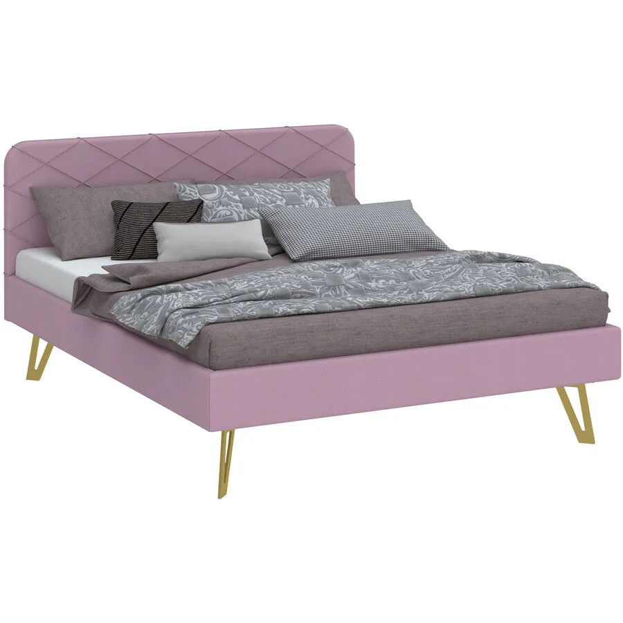 Modular Bett Sager Altrosa Stahl/Stoff 120 x 200 cm