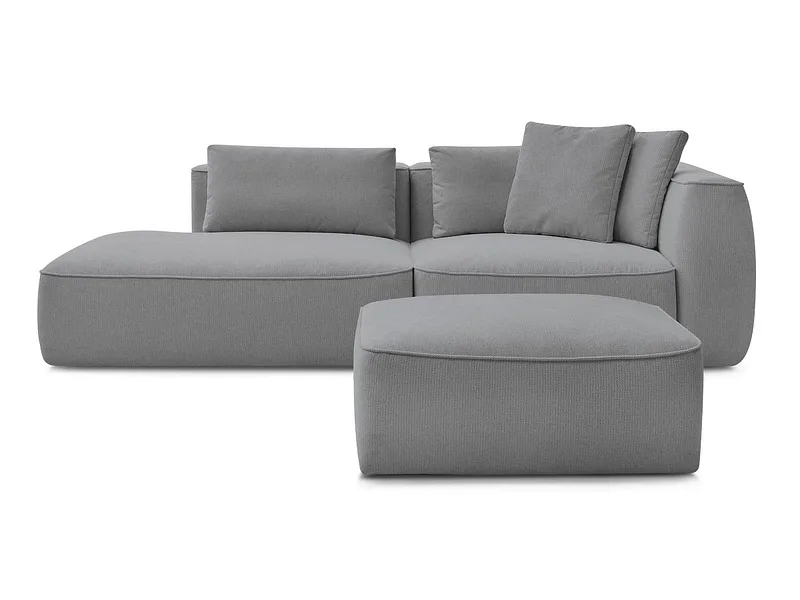 3er Sofa mit Hocker BOBOCHIC LEOPOLD Stoff chiniert hellgrau
