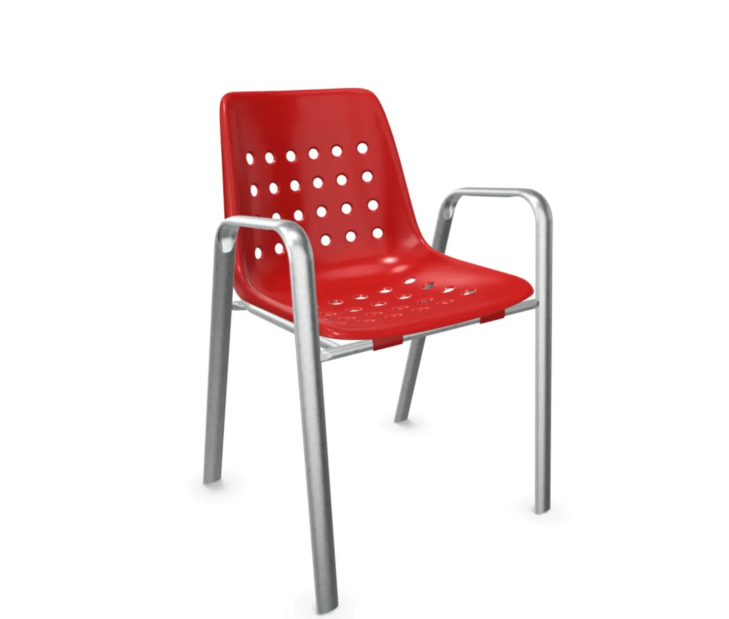 Schaffner Schalen-Stuhl Bermuda mit Armlehne Rundoval Feuerverzinkt Rot | Schubiger Möbel