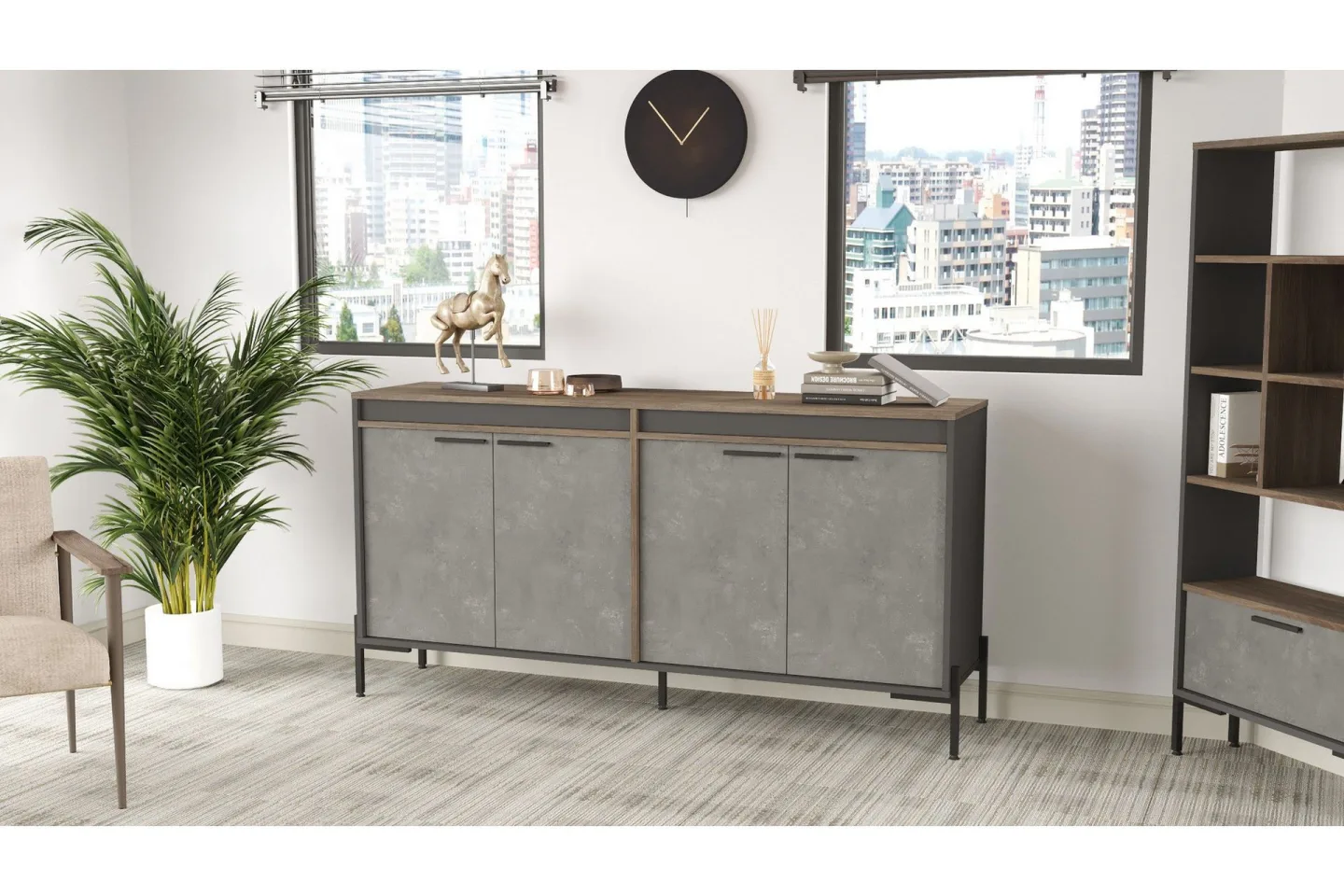 Desgrar Sideboard 46x184 cm - Brun/Betonggrå/Antracit