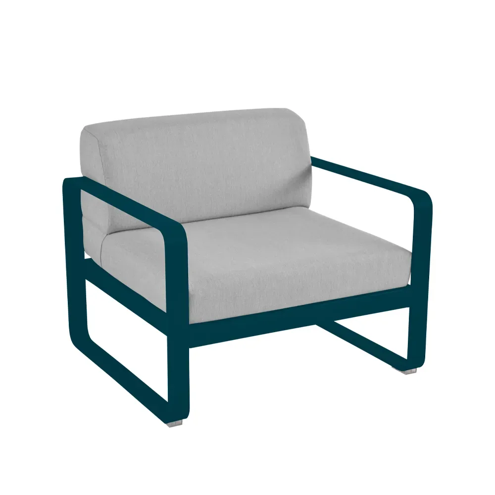 Fermob Bellevie fåtölj Acapulco blue (blå), flannel grey dyna