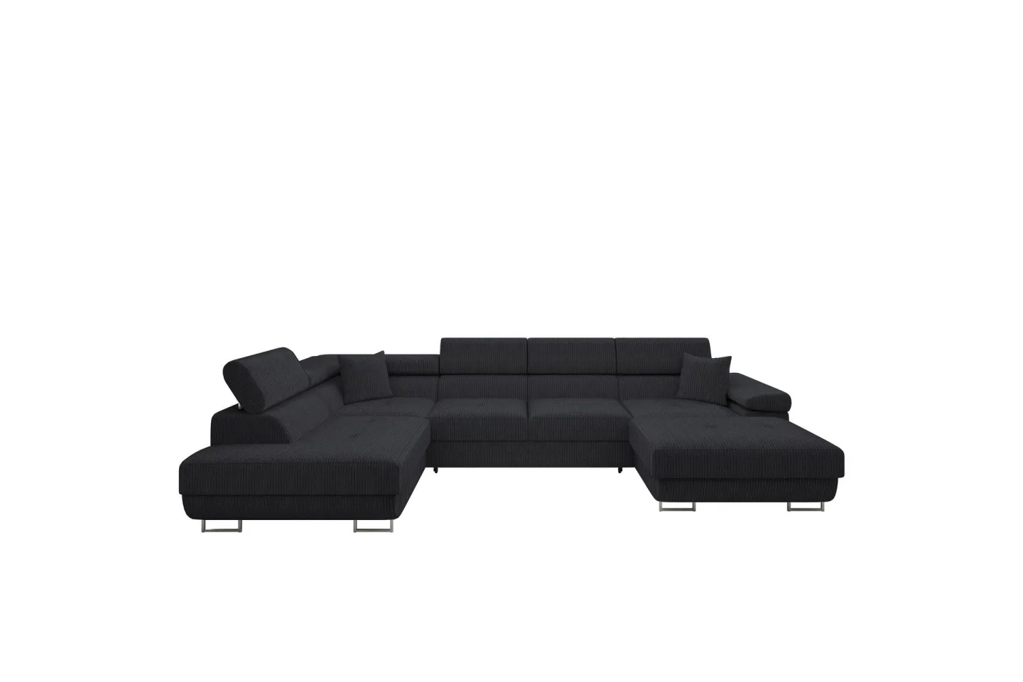 Gabina Soffa med Divan och Schäslong 4-sits - Svart