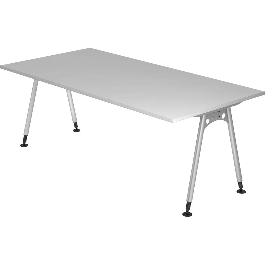 Schreibtisch Office Grau Holz 200 cm - Material: Holzwerkstoff