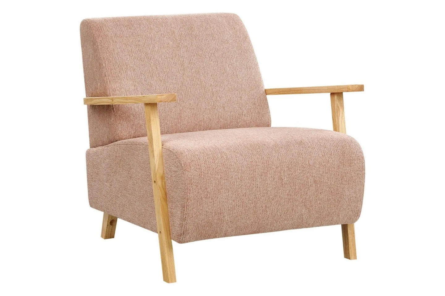 Fåtölj Lesja - Rosa, ljust trä/Polyester