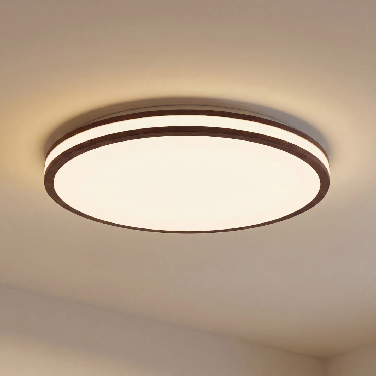 Emiva LED-Deckenleuchte, Holz dunkel, CCT, Ø 50 cm, dimmbar, Timer - Lindby - Wohnzimmer - Modern - Einflammig