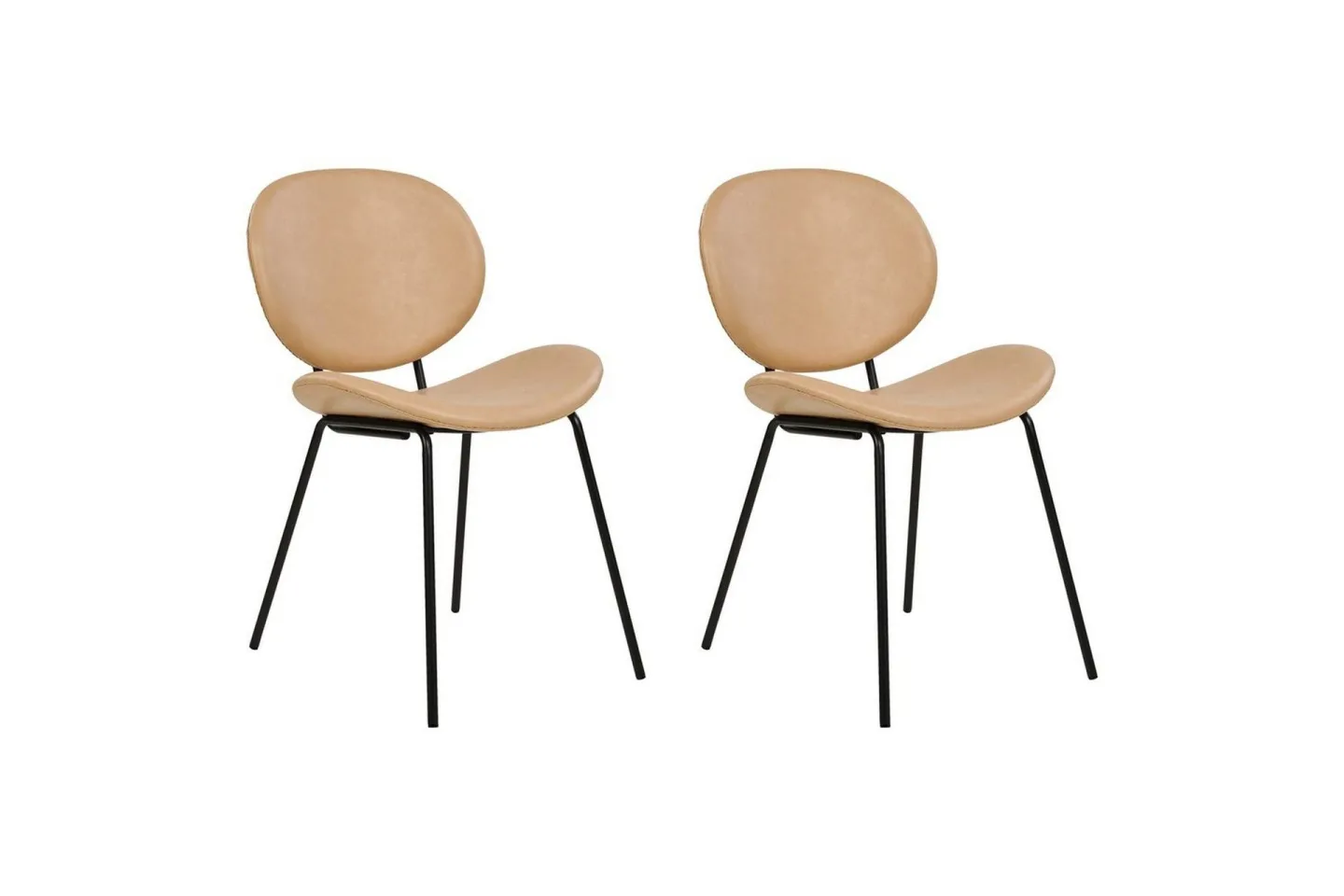Set med 2 matstolar Luana - Beige, svart/Konstläder