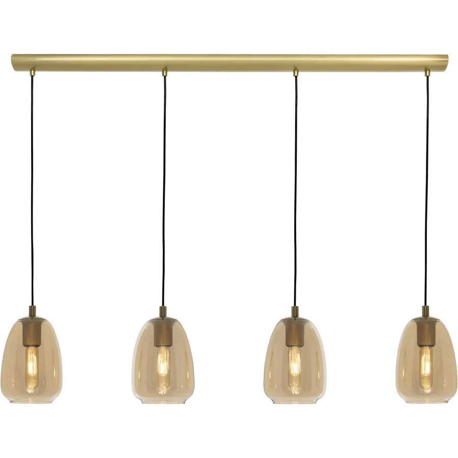 Pendellampe Gamalero Gelb/Gold Glas 108 cm 110 cm - Farbe: Bernstein