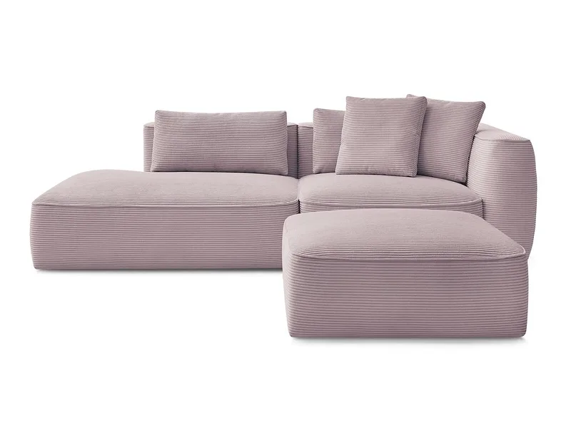 3er Sofa mit Hocker BOBOCHIC LEOPOLD Cord-Stoff violett
