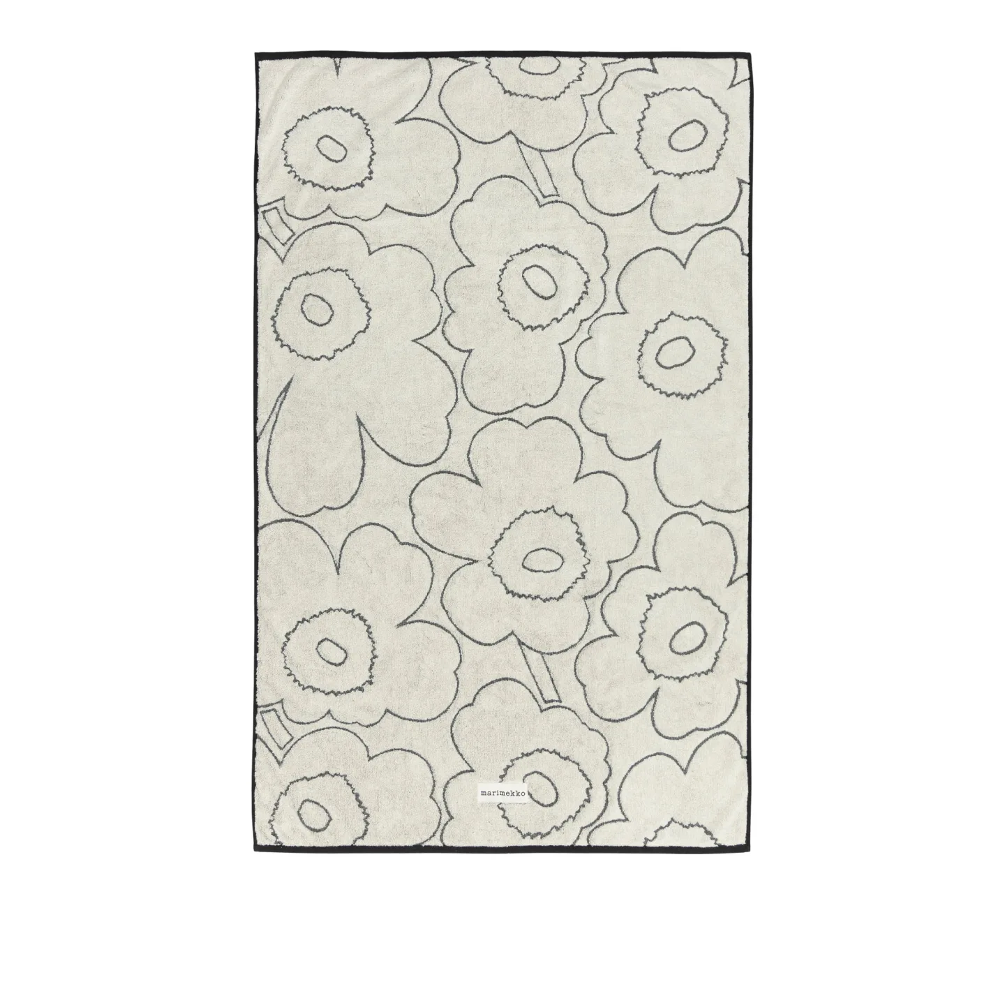 Marimekko - Piirto unikko badhandduk 160x100 cm ivory black - Handdukar och badlakan - Svart - Bomull