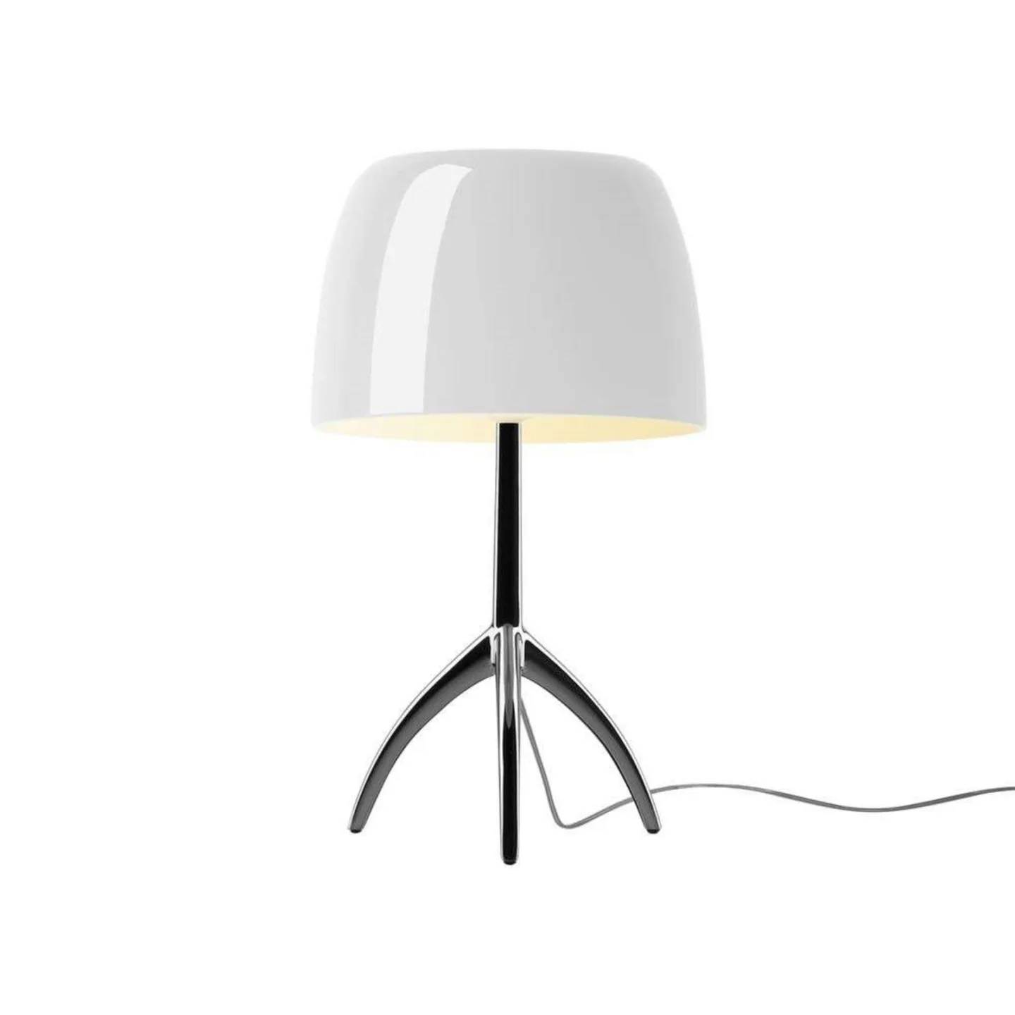 Lumiere Grande Tischleuchte, chrom/weiß, 45 cm - Foscarini - Wohnzimmer - Aluminium