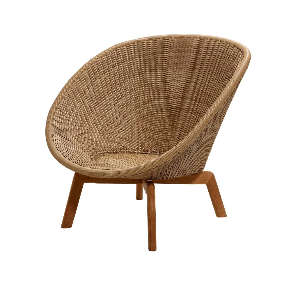 Cane-line Peacock Weave Loungesessel Natural, Beine aus Teak