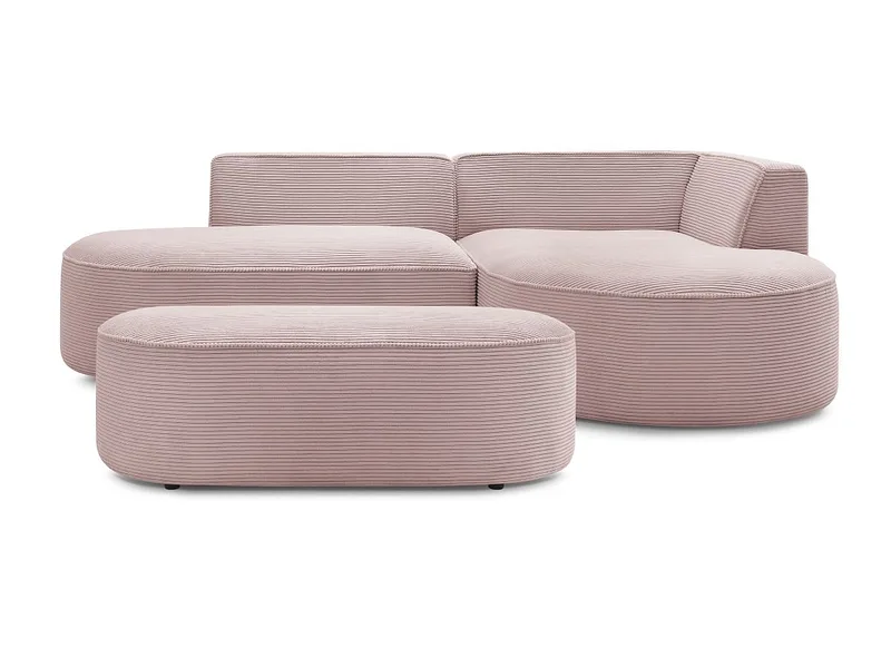 Ecksofa mit Hocker BOBOCHIC ROUSSEAU Cord-Stoff violett