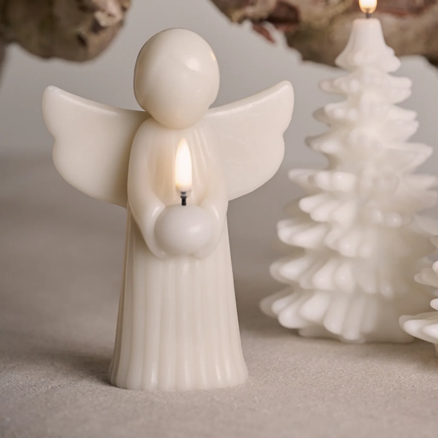 ANGEL LED-stearinlys, creme, voks, højde 16 cm - Uyuni Lighting - Stue - Andet - Med én lyskilde