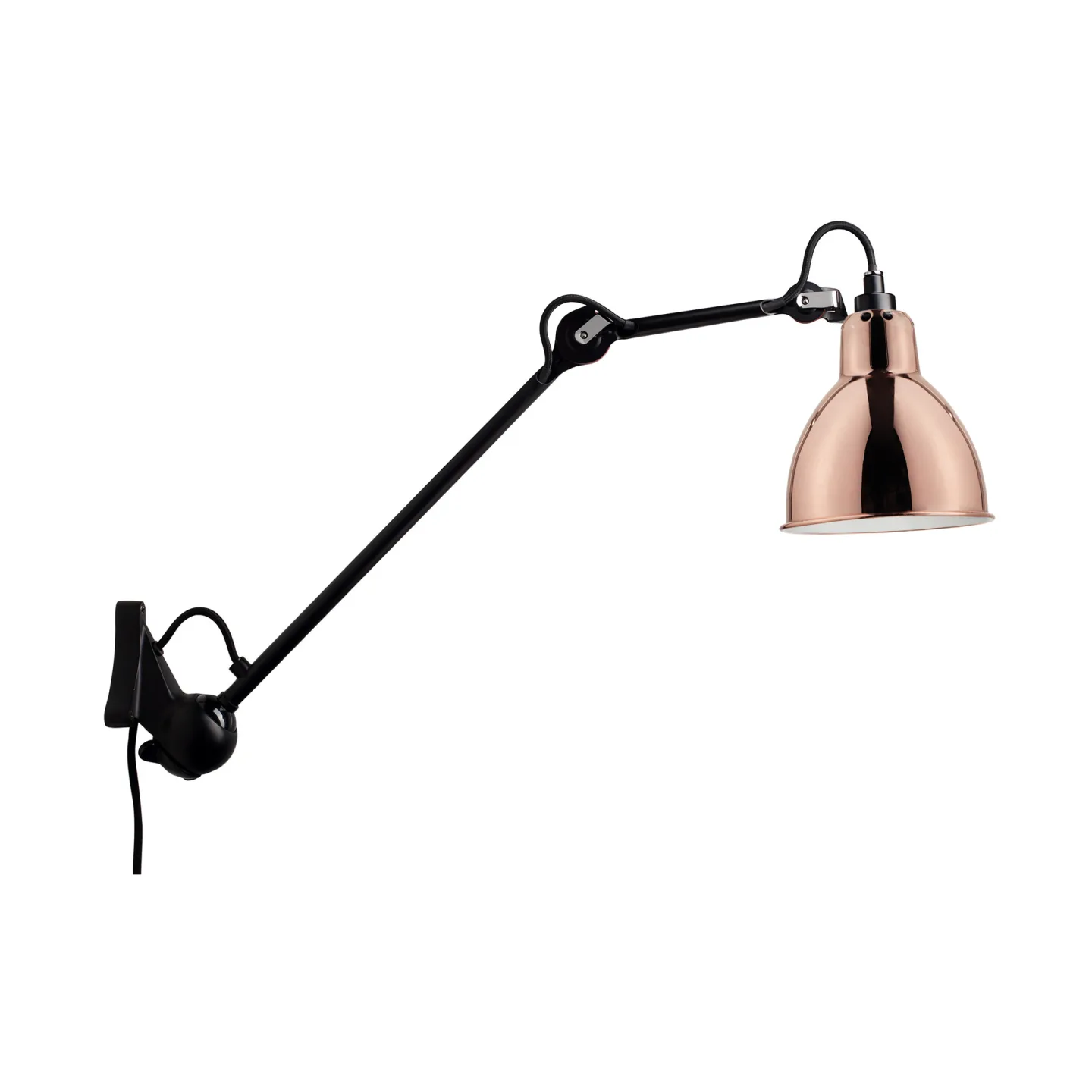 DCWéditions - Lampe Gras No222 - Round - Svart bas, Koppar med vit insida - Vägglampor - Bernard-Albin Gras - Koppar - Metall