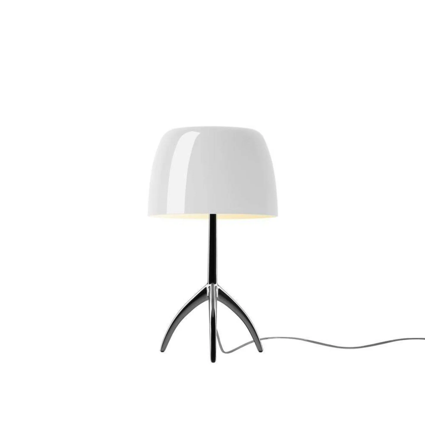 Lumiere Piccola Tischleuchte, chrom/weiß, 35 cm - Foscarini - Wohnzimmer - Aluminium