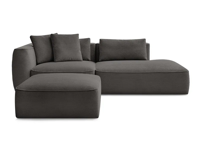 3er Sofa mit Hocker BOBOCHIC LEOPOLD Cord-Stoff taupe