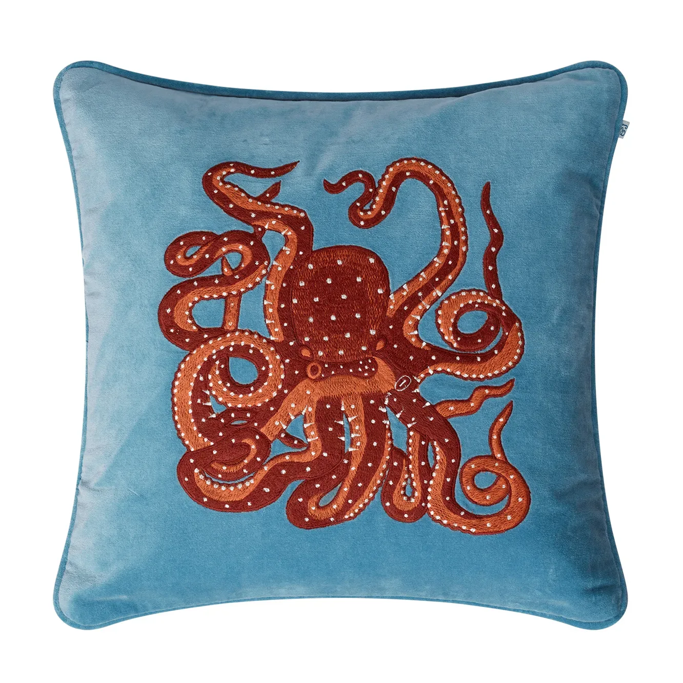 Chhatwal & Jonsson Embroidered Octopus kuddfodral 50x50 cm Heaven blue-orange-rose
