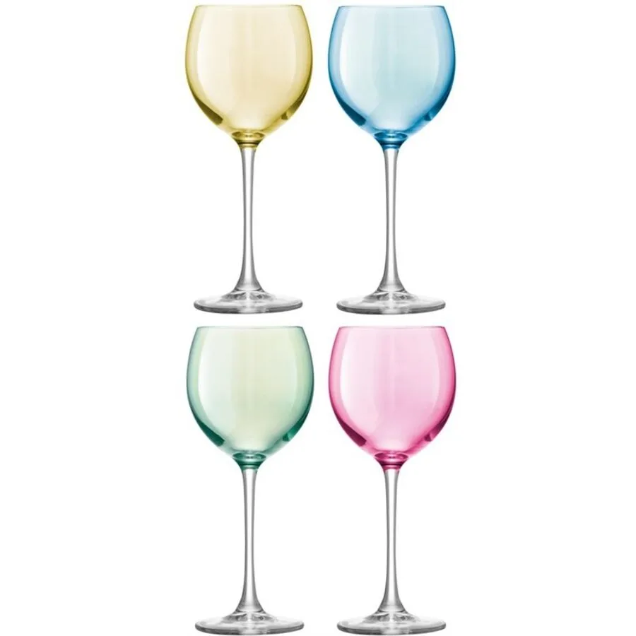 LSA International Weingläser-Set Polka weiss/pastell Glas H 20.5 cm 0.4 l 4 Stk