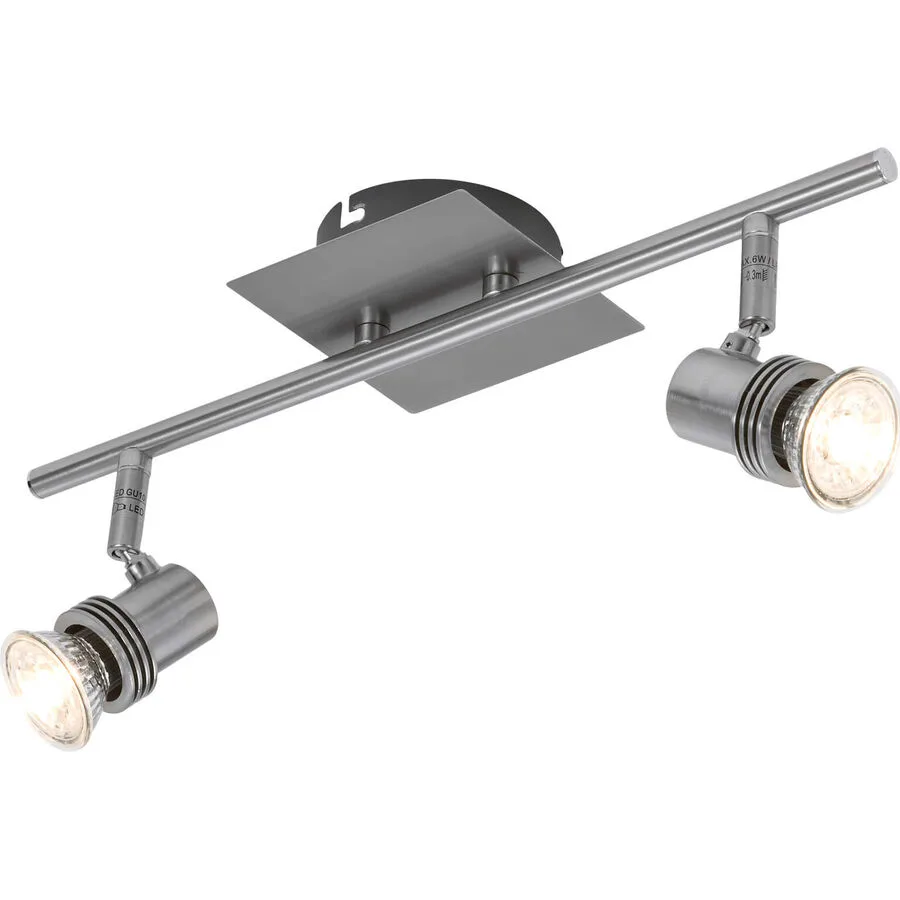Spot Calisto Grau Metall 39.5 cm 14 cm - Farbe: Nickel - LED - Lichtfarbe: Warmweiss - LED Energiesparlampen
