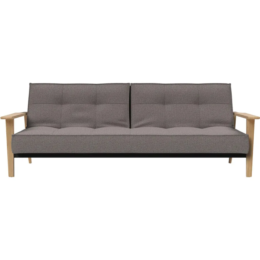 Bettsofa Split graubeige Stoff B 232 T 99 cm Ausklappbar