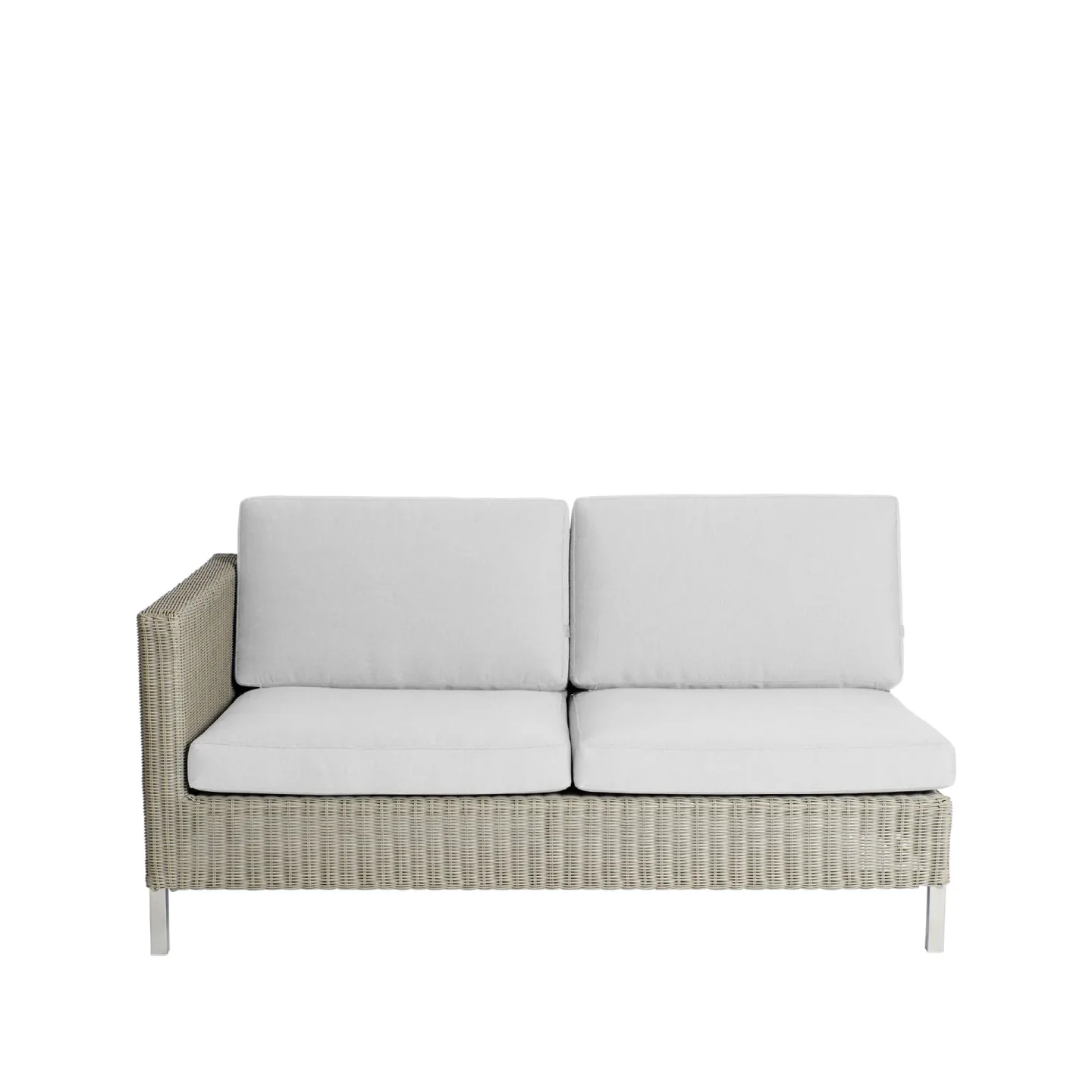 Cane-line Connect modulsoffa 2-sits taupe, höger, vita dynor