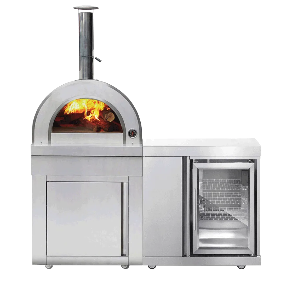 Outdoorküche mit Pizzaofen und Kühlschrank Edelstahl Baltimore Myoutdoorkitchen Stainless Collection