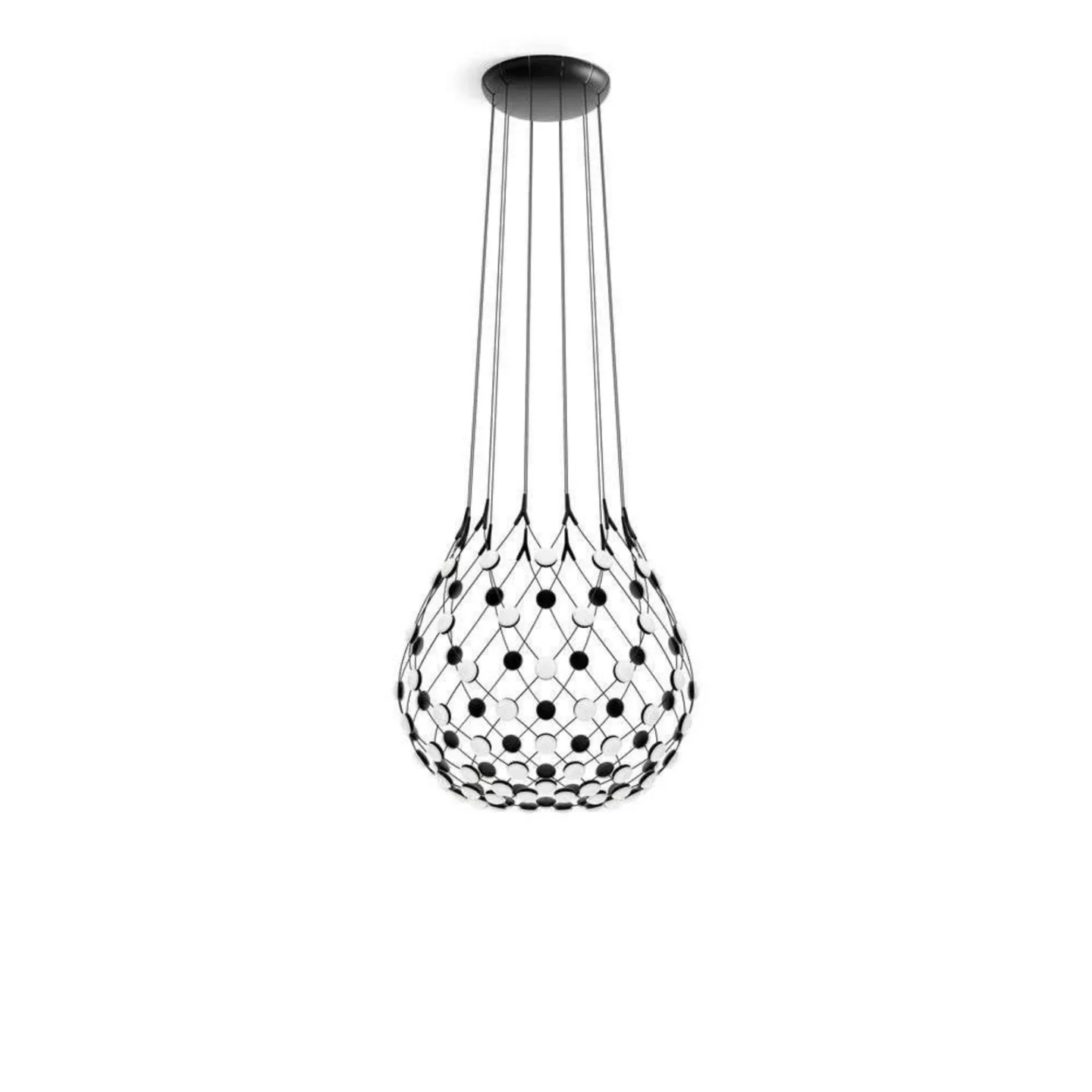 Mesh Pendelleuchte Ø80xH60 Phase 4m Black - Luceplan - Wohnzimmer - Kunststoff