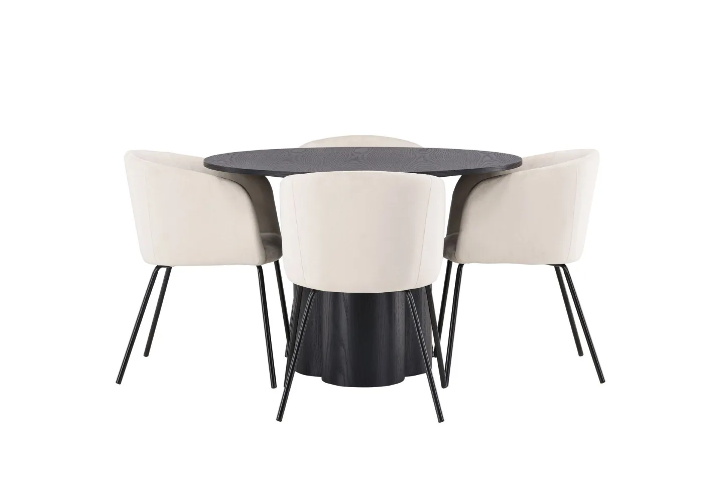 Olivia Matgrupp 110 cm Rund med 4 Berit Stolar - Beige
