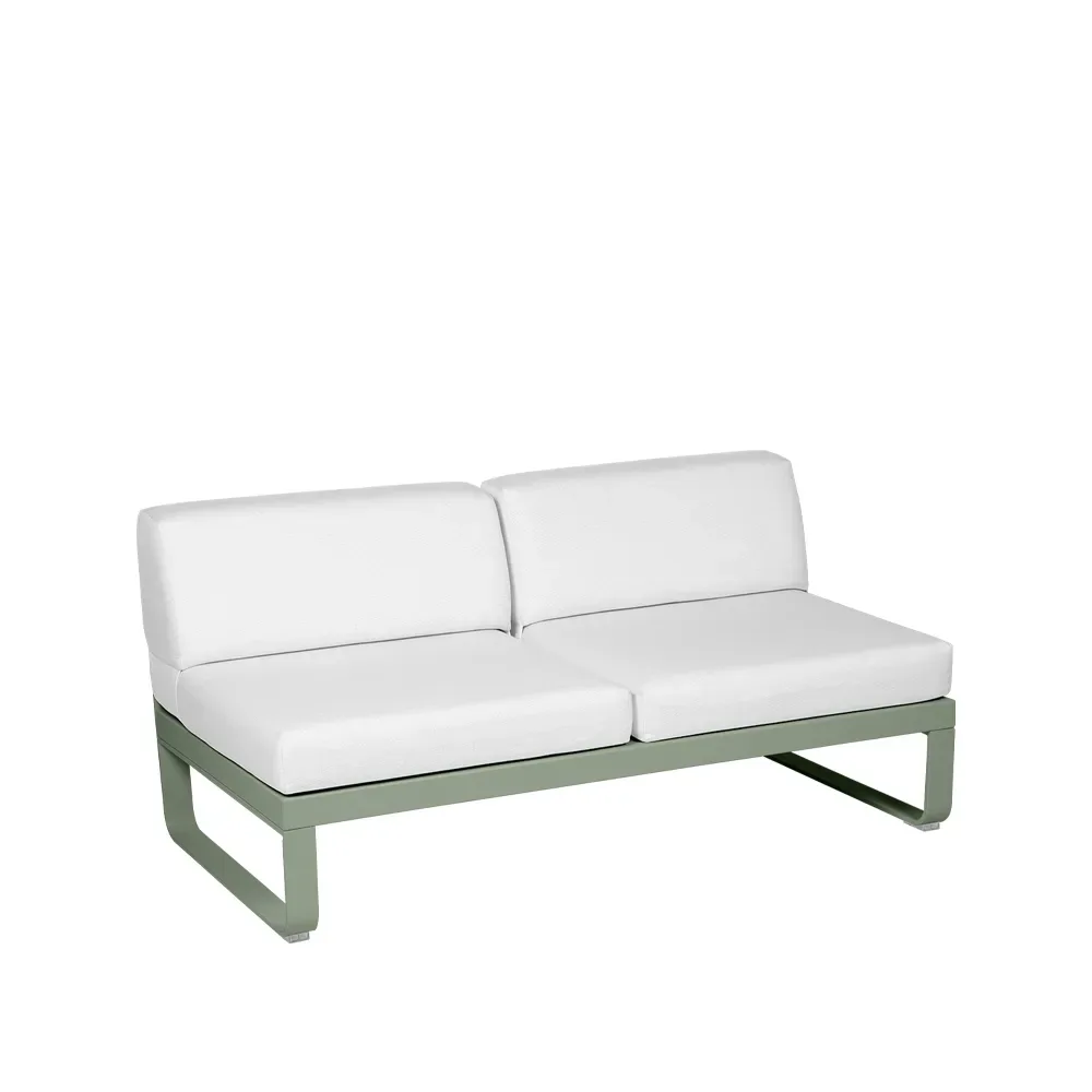 Fermob Bellevie Central modulsoffa 2-sits Cactus (grön), off-white dyna