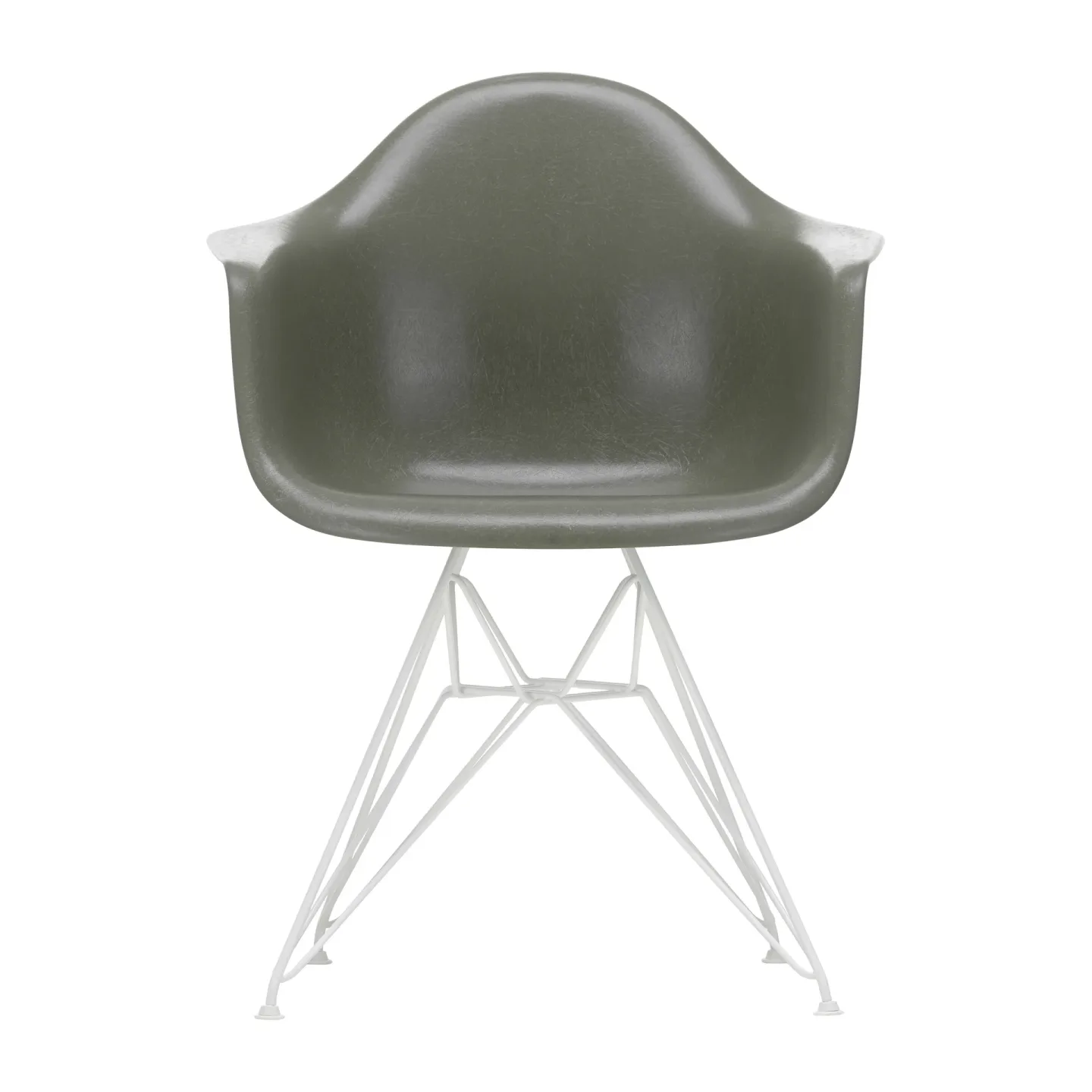 Vitra Eames fiberglass armchair DAR karmstol Raw umber-White