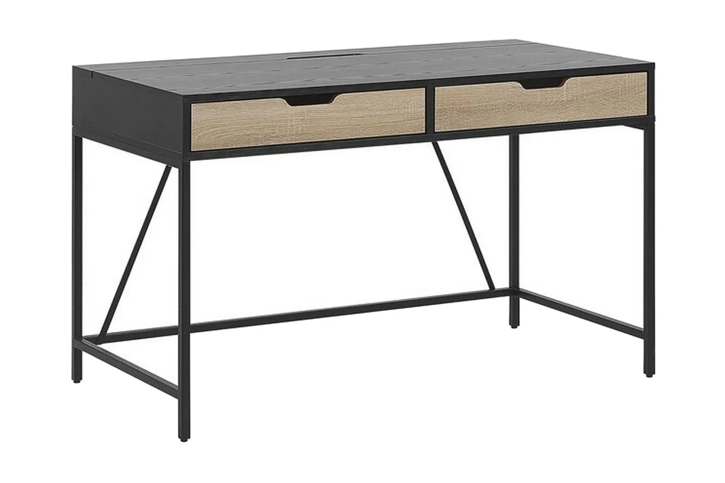 Cebolleros Skrivbord 120 cm med Förvaring 2 Lådor - Svart/Ljust Trä