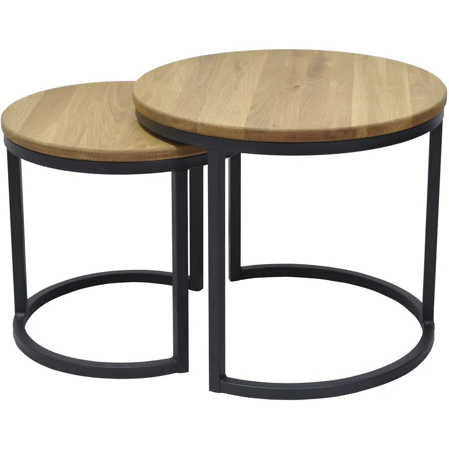 Beistelltisch 2er-Set Benet natur geölt Wildeiche B 40 H 38 cm