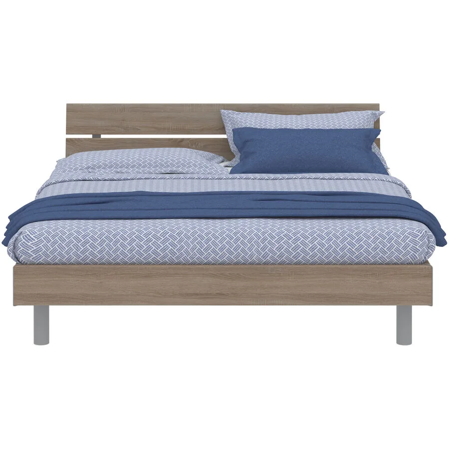 Modular Bett Livorno Natur, Grau MDF, Kunststoff 160 x 200 cm