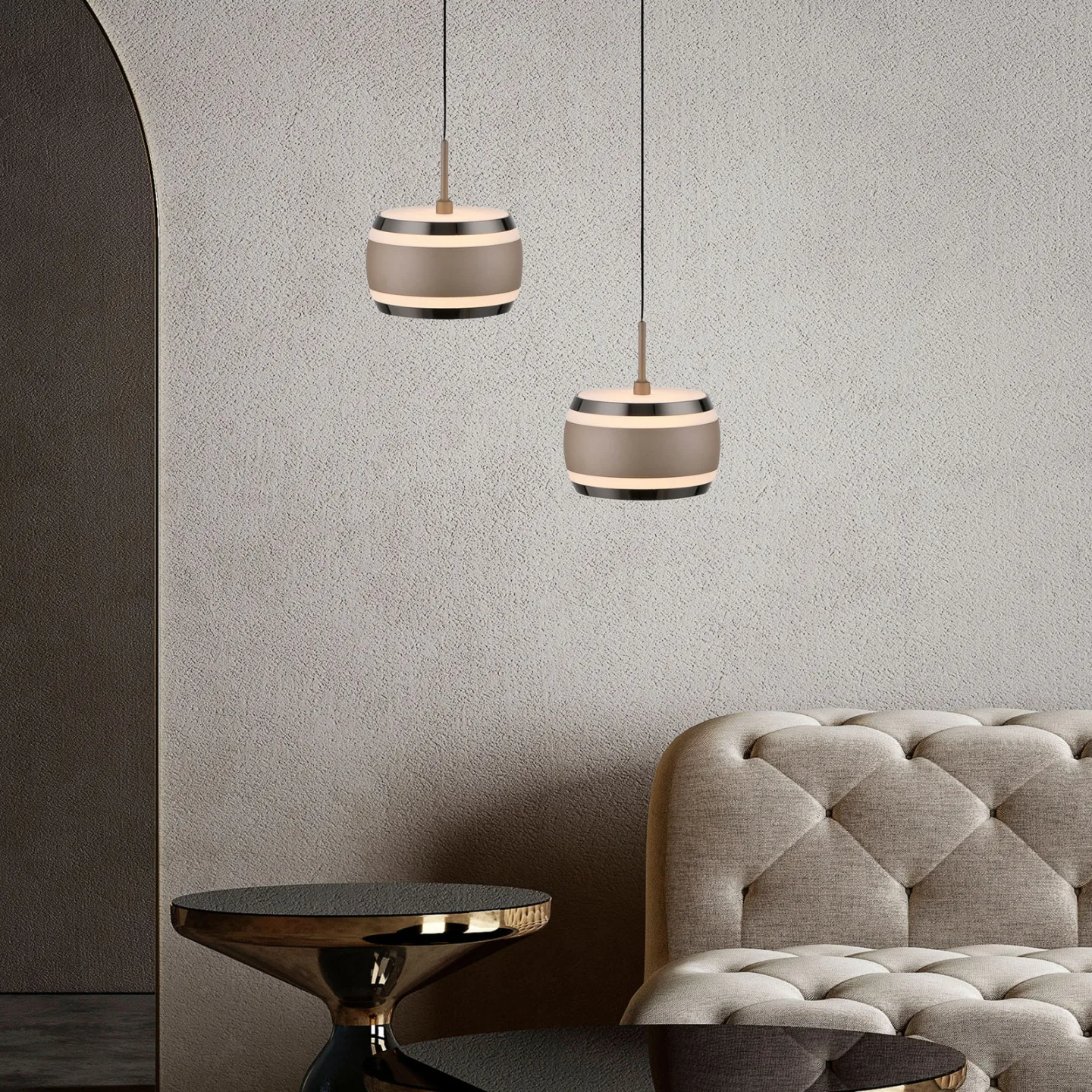 LED-hængelampe Falling Rings, bronze, Ø 13 cm, CCT – PURE - Stue - Moderne - Metal - Med én lyskilde