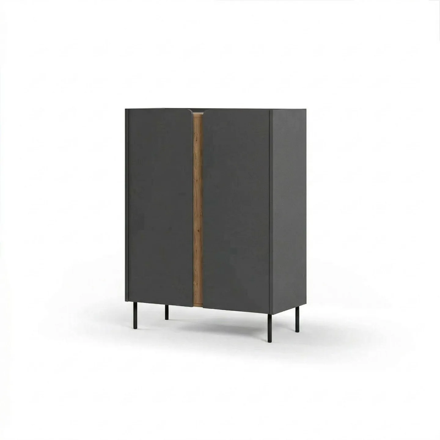 Lomar Sideboard 90x120,4x40,5 cm - Antracit, naturlig ek, svart
