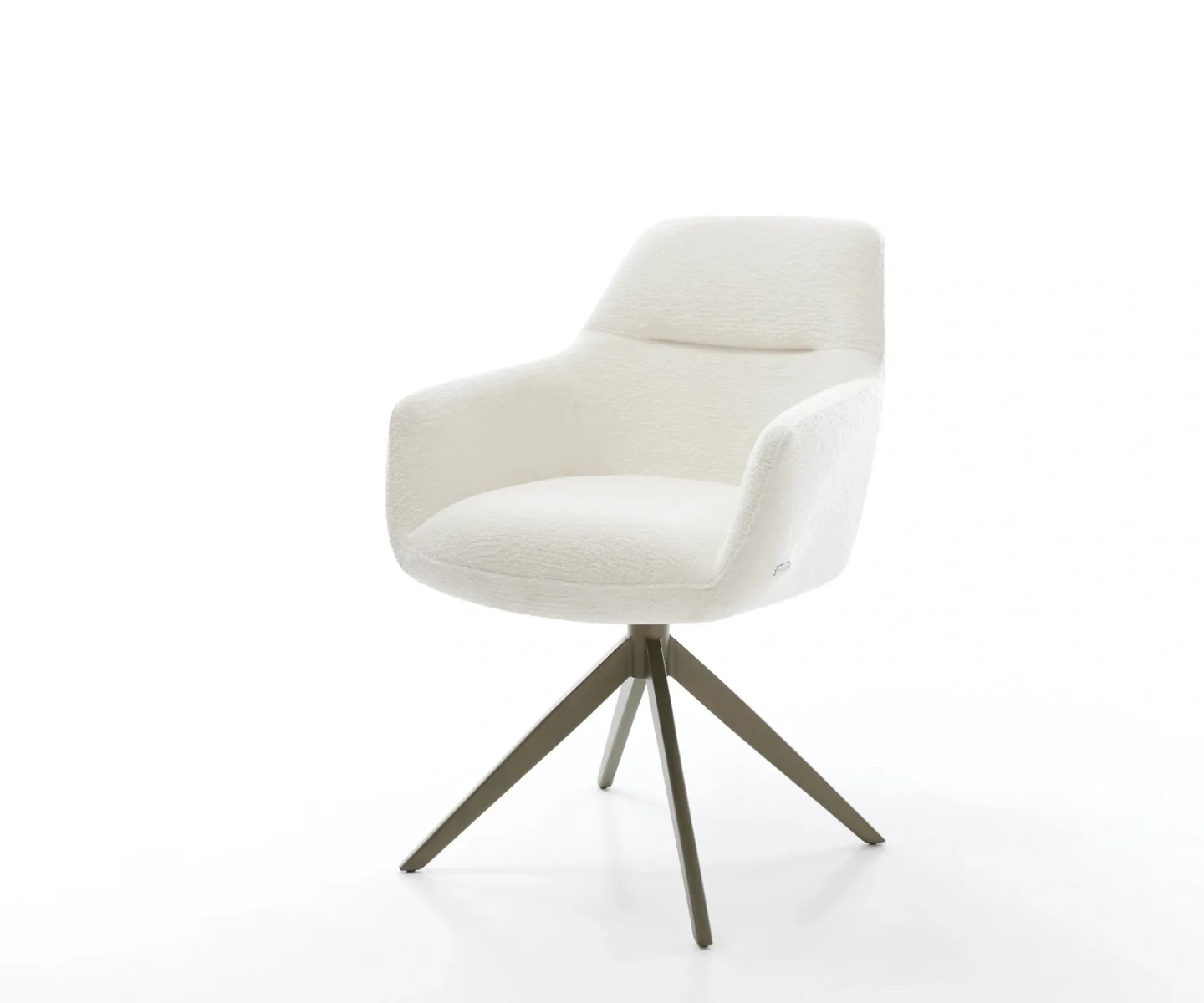 Drehstuhl Pejo-Flex Bouclé Soft Beige Kreuzgestell breit Effektfinish Titan 360° drehbar Wippfunktion Taschenfederkern