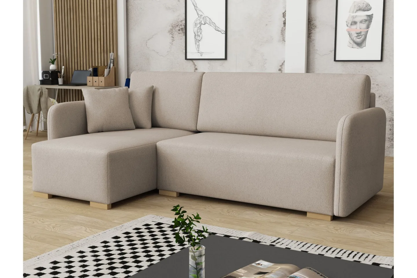 Amelus Bäddsoffa m. Divan 4-sits - Beige