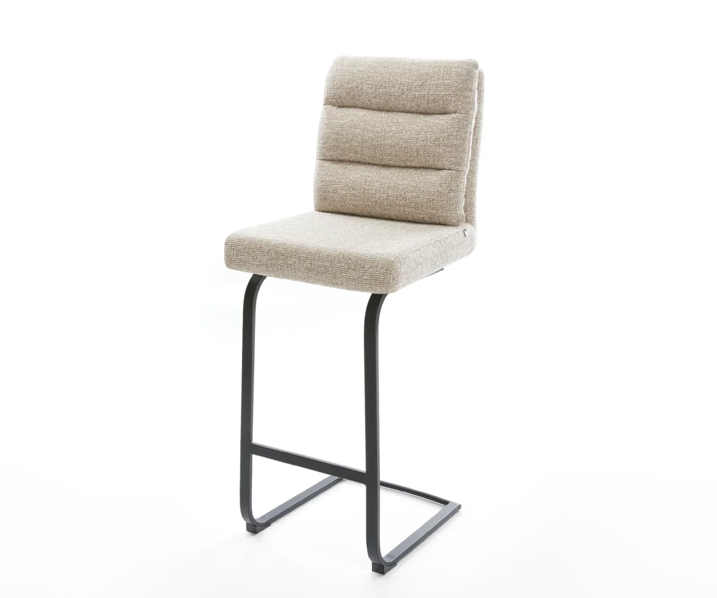 Barstuhl Pela-Flex Webstoff Soft Beige Freischwinger Flach Metall Schwarz