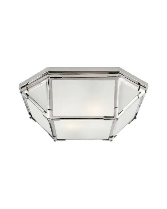 Morris Flush Mount Polished Nickel/Frosted Glass