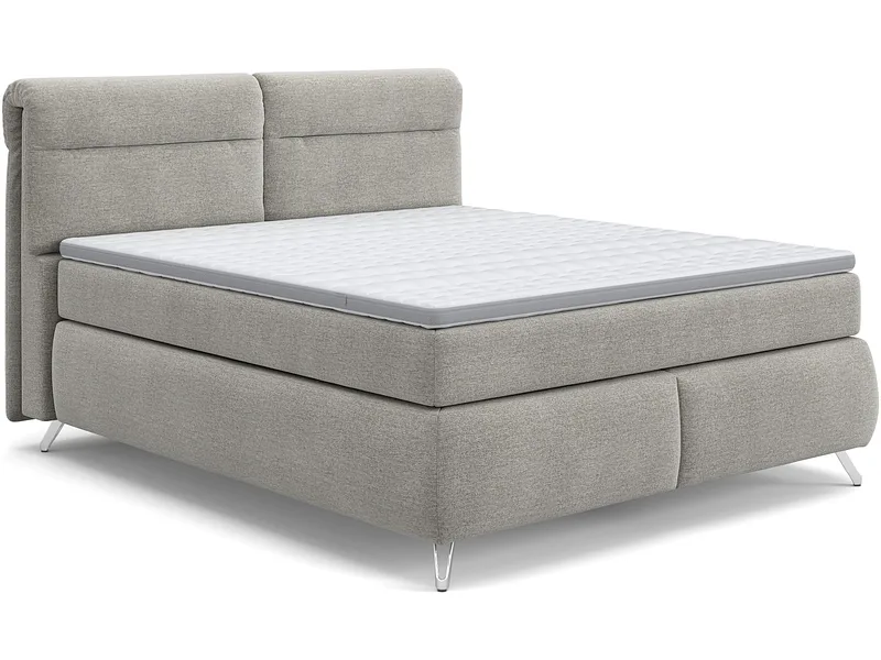Boxspringbett SWISS HOME STYLE AMBER hellgrau 160x200cm fest