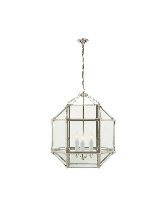 Morris Medium Lantern Polished Nickel/Clear Glass
