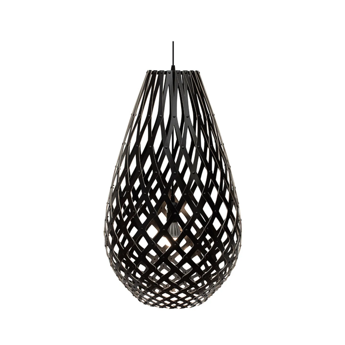 Koura Pendelleuchte H120 2 Seiten Schwarz - David Trubridge - Wohnzimmer - Bambus