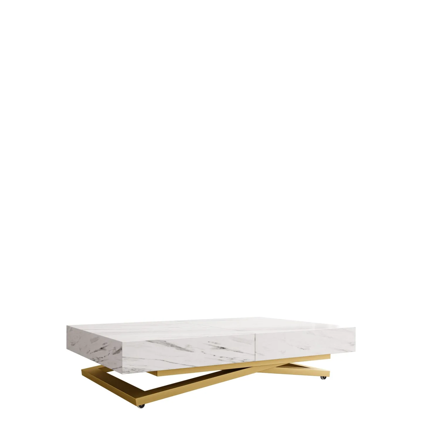 Avendi Soffbord förlängningsbart 200 cm - guld, vit marmor