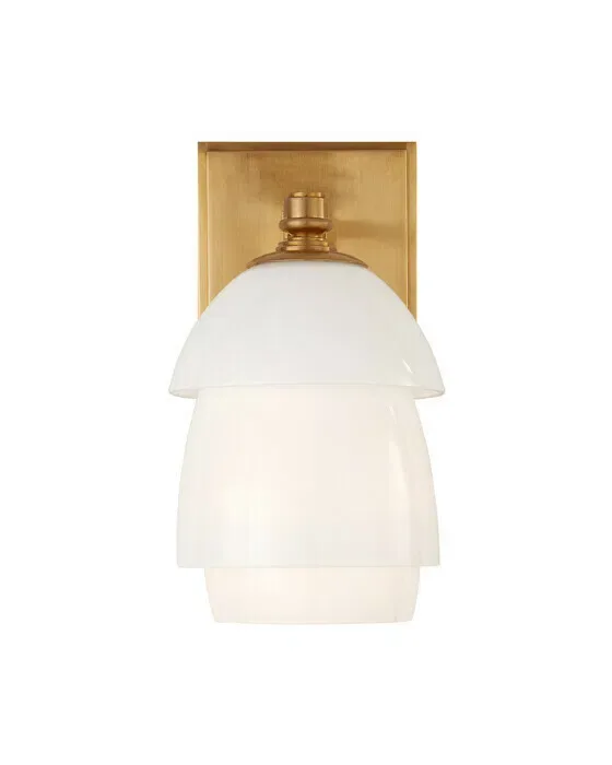 Whitman Sconce Antique Brass/White Small