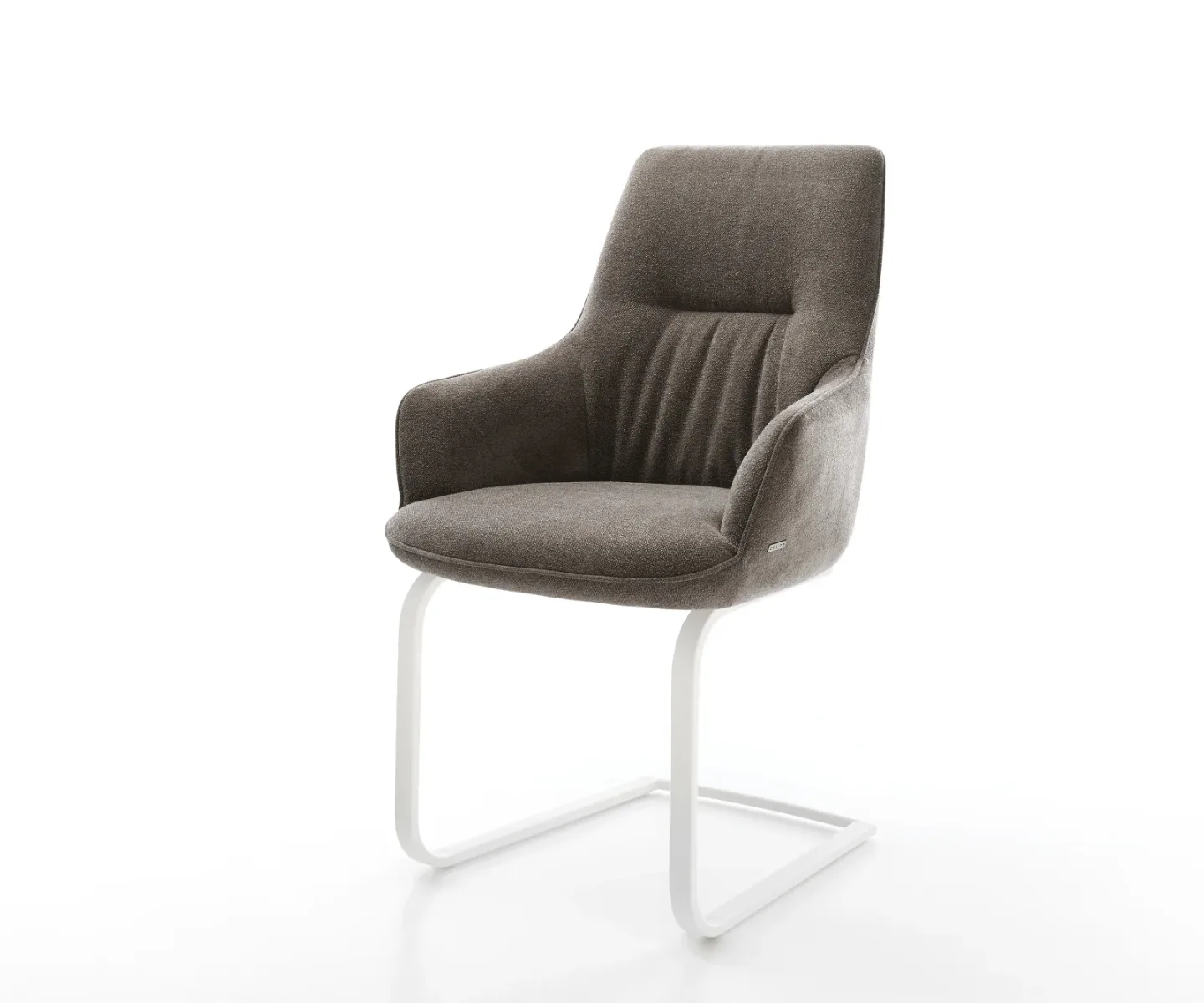 Freischwinger Zelia-Flex mit Armlehnen Strukturstoff Soft Taupe Freischwinger flach Weiß Taschenfederkern