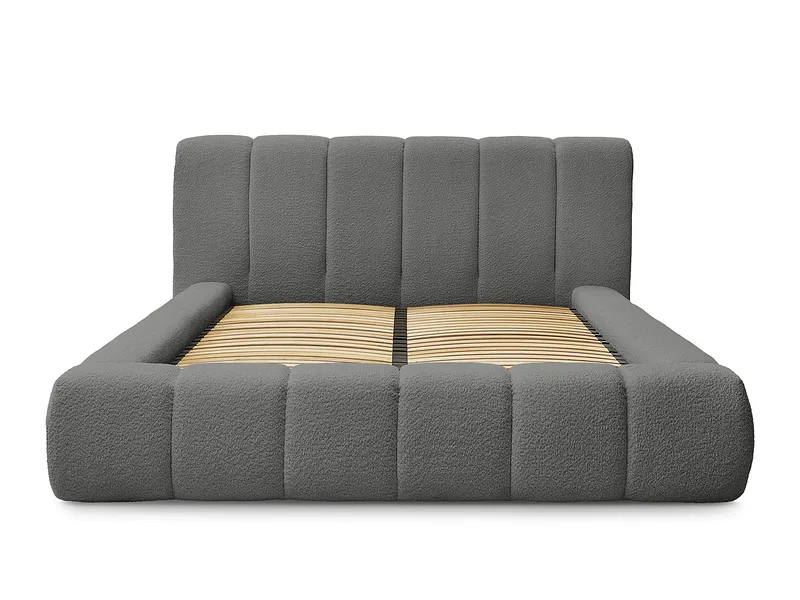 Kastenbett BOBOCHIC DENALI 180x200cm boucle-stoff dunkelgrau